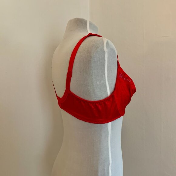 VTG Bravissimo Hot Pink Sexy 40 C Lace Bra 7550 Plus Underwire Silky Sheer Push - Picture 9 of 12